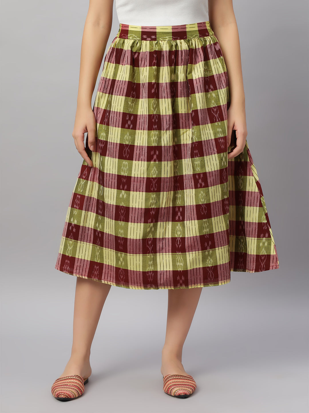 Handloom Cotton Midi Skirt