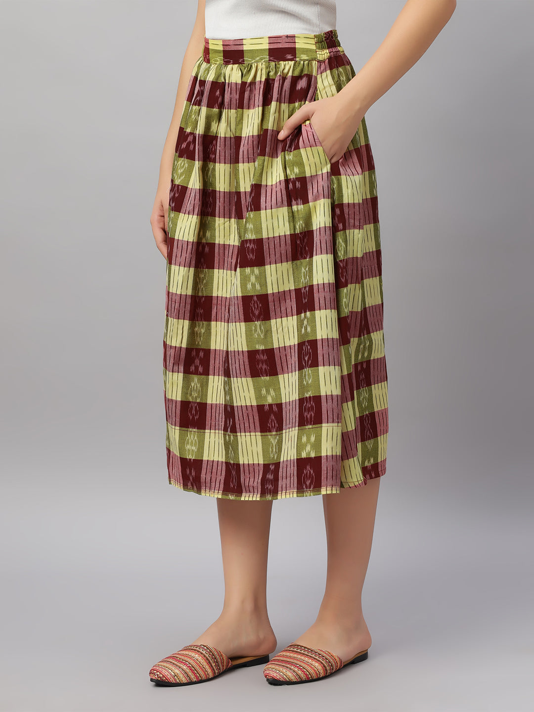Handloom Cotton Midi Skirt
