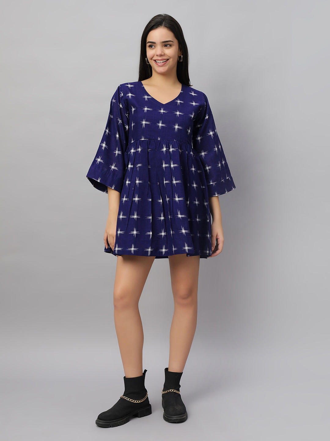 Short Waist Gathered Dress