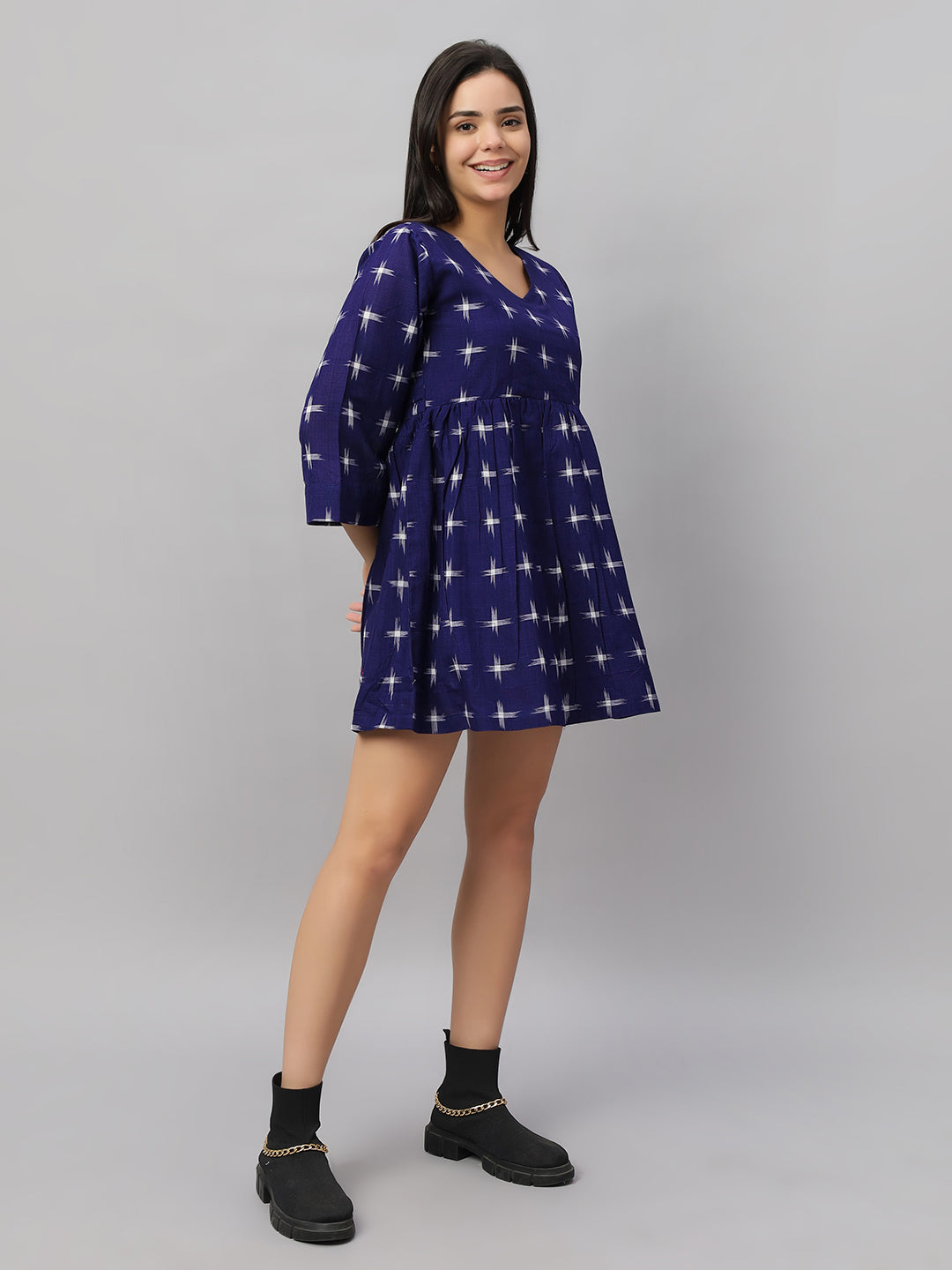 Short Waist Gathered Dress
