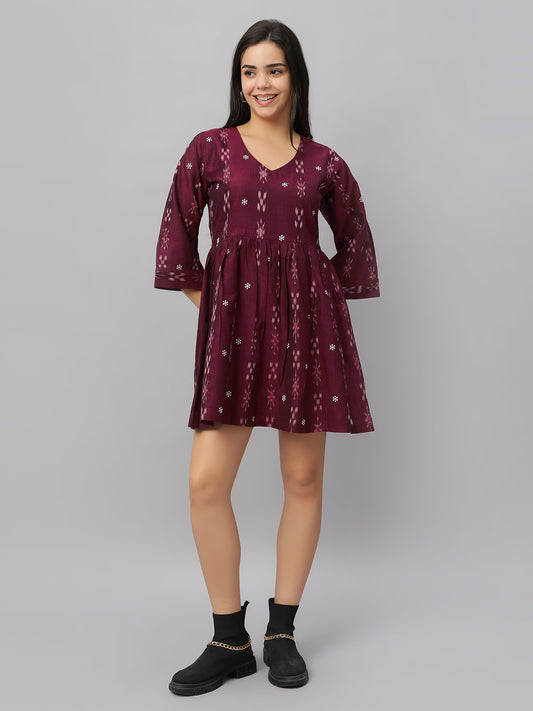 Short Waist Gathered Dress