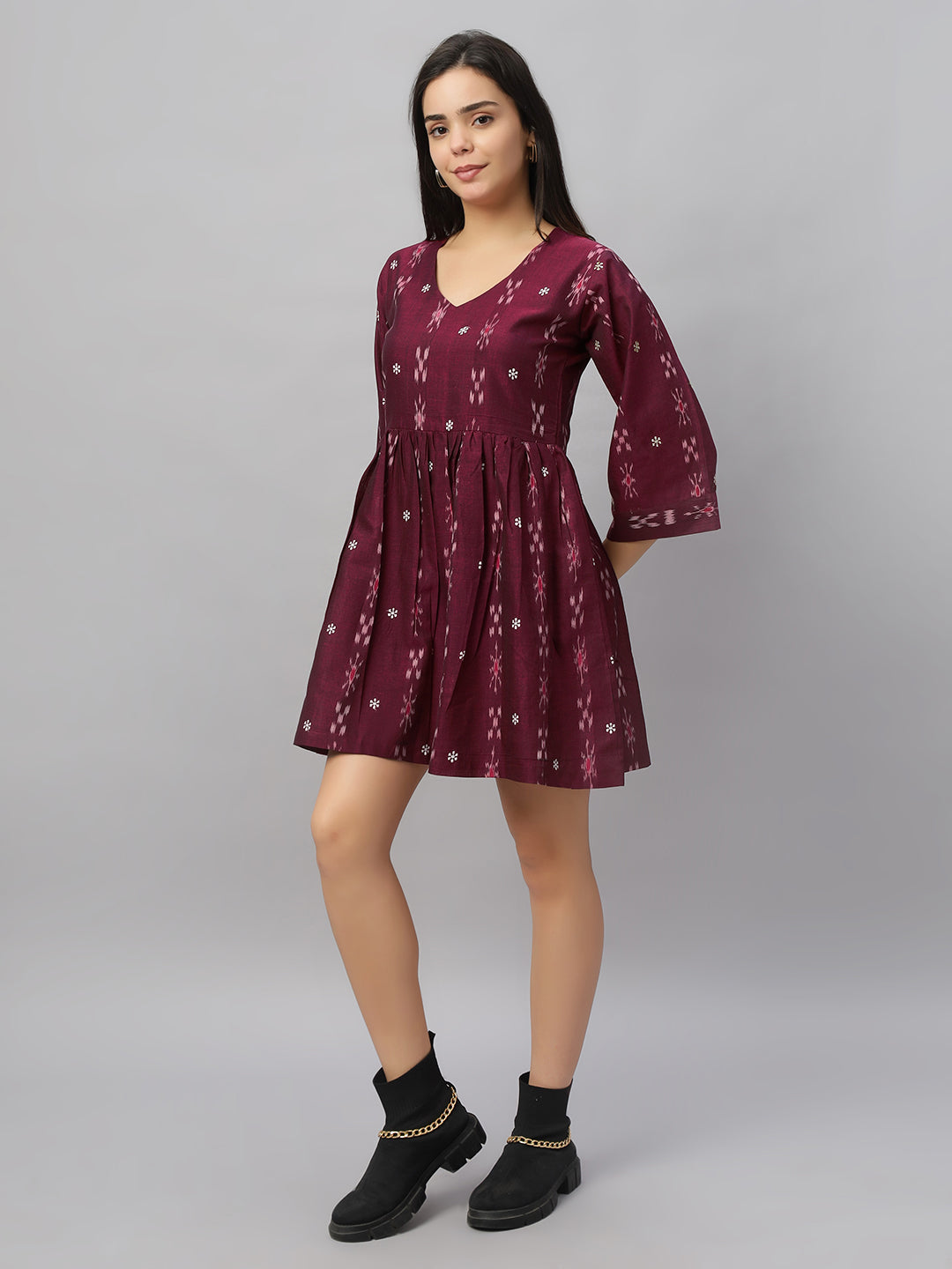 Short Waist Gathered Dress