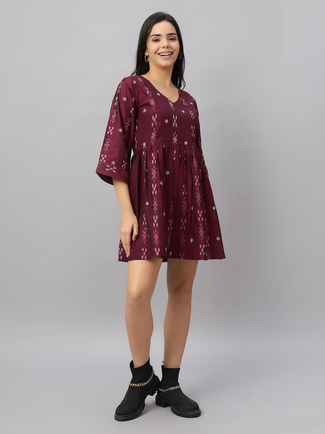 Short Waist Gathered Dress