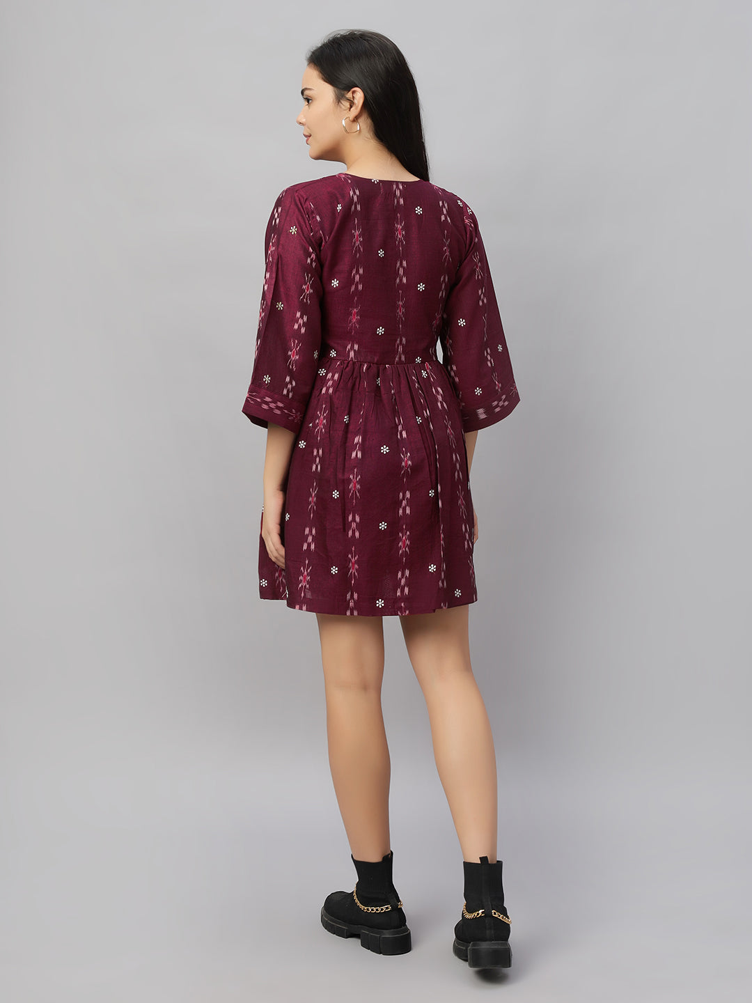 Short Waist Gathered Dress