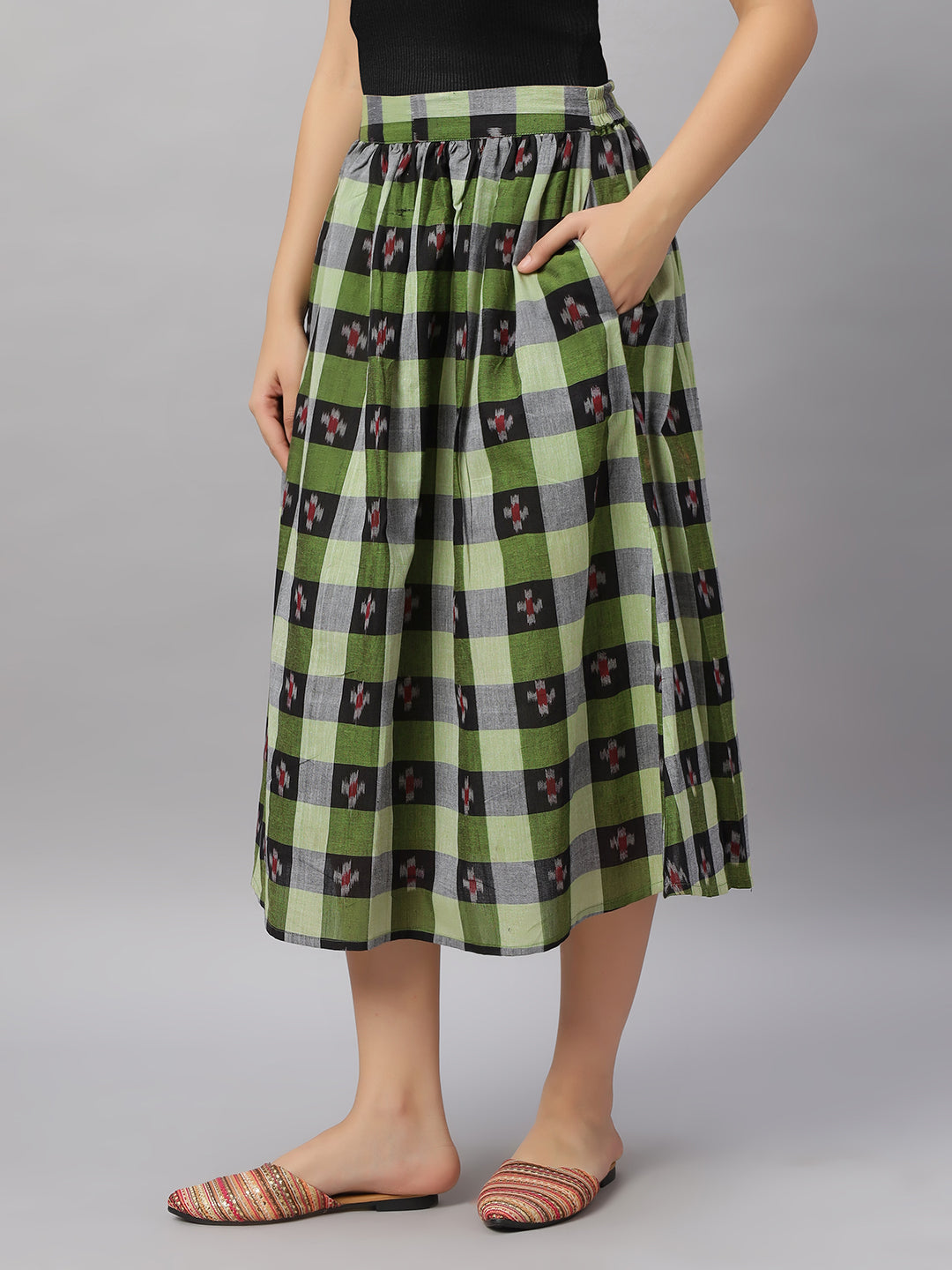 Handloom Cotton Midi Skirt