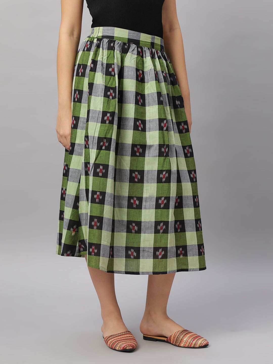 Handloom Cotton Midi Skirt