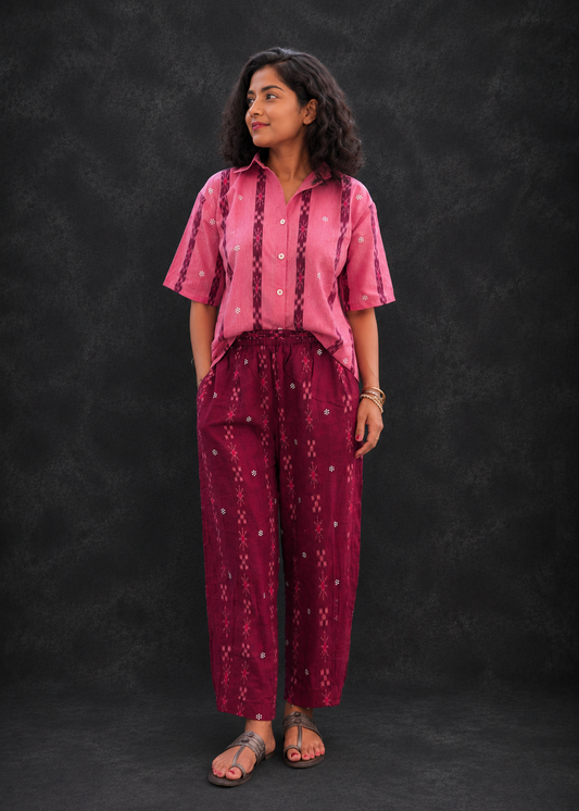 Pink Ikat Cotton Co-ord Set