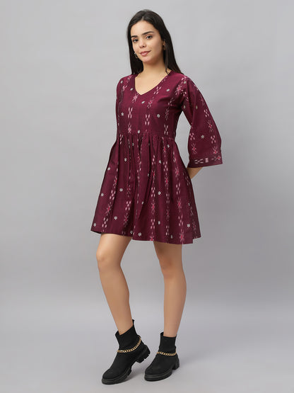 Short Waist Gathered Dress