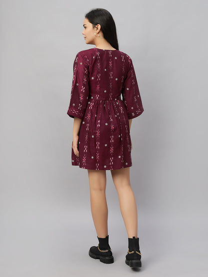 Short Waist Gathered Dress